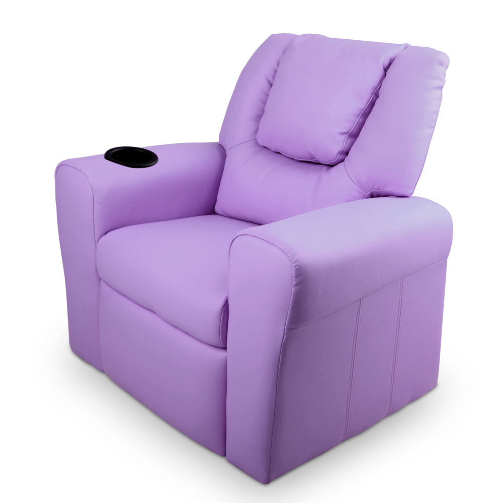 Kids Padded Pu Leather Recliner Chair, Purple Leather Recliner