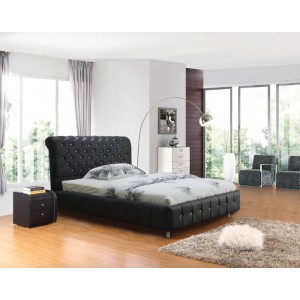 Avalon Pu Leather Bed King Size Black, Black Leather Beds