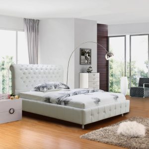 Valent pu leather bed white