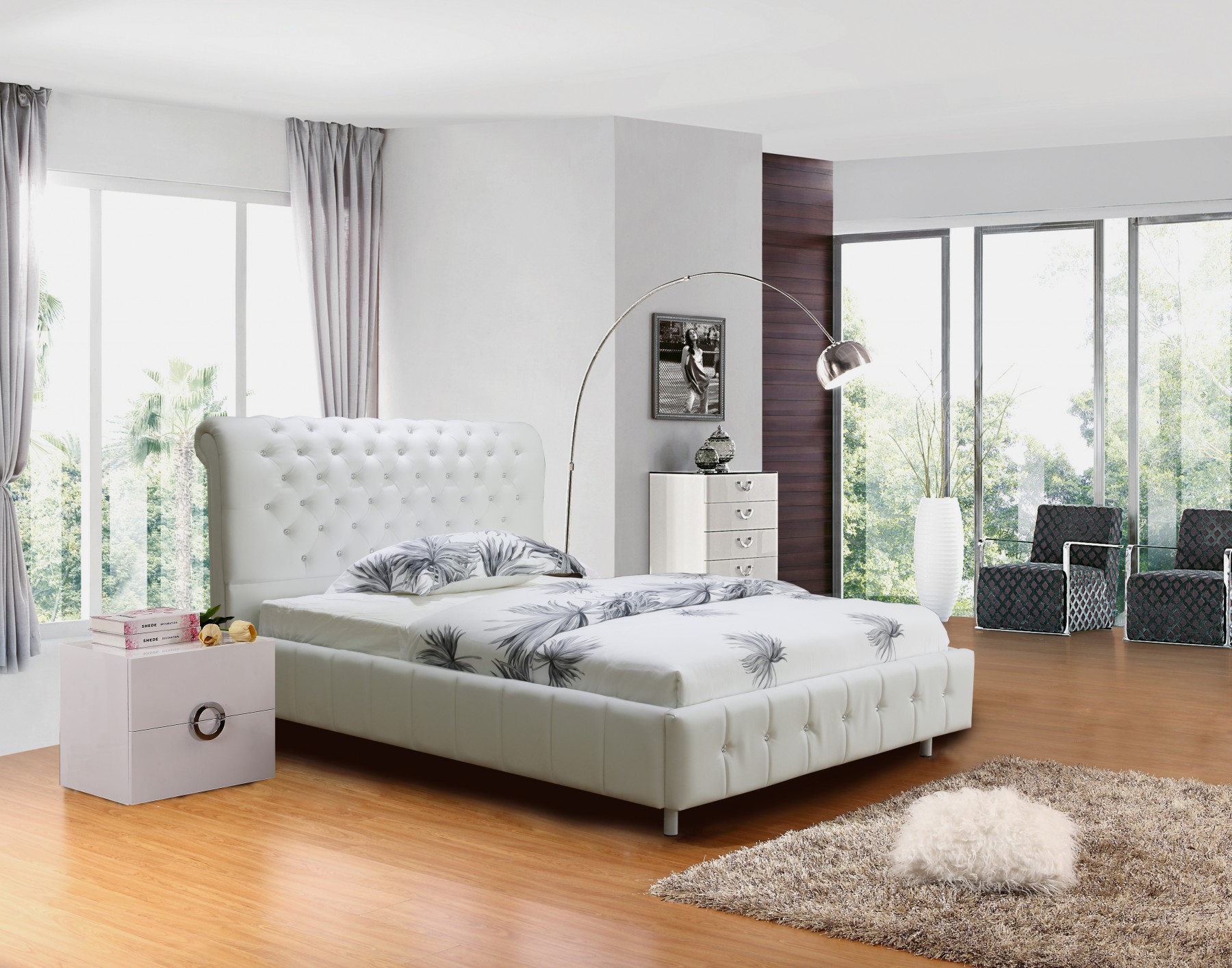 Avalon Pu Leather Bed King Size White, King Size White Leather Bed
