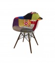 Replica Eames DAW Eiffel Chair - Multi-Coloured Patches & Walnut Legs (Version 1)