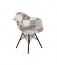 Replica Eames DAW Eiffel Chair - Multi-Coloured Patches & Natural Wood Legs (V3.0)