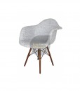 Replica Eames DAW Eiffel Chair – Textured Light Grey Fabric & Walnut Legs