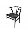 Replica Hans Wegner Wishbone Chair - Black Frame & Black Rattan