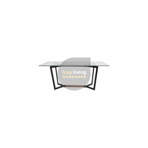 Delta Glass Dining Table - Matte Black & Walnut - 180cm