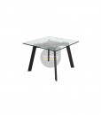 VUE Collection - Side Table - Matte Black & Walnut - 60cm